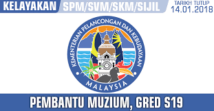 Jawatan pembantu arkib gred s19 mungkin dapat menarik minat anda. Jawatan Kosong 2018 Pembantu Muzium Gred S19 Kementerian Pelancongan Dan Kebudayaan Jawatan Kosong Terkini Negeri Sabah