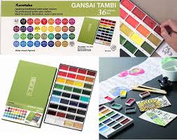 kuretake gansai tambi color set japanese traditional solid