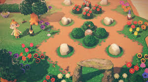 Acnh Flowery Rock Garden In 2020 Garden Animals Animal Crossing Rock Garden