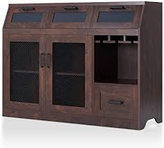 Modern solid wood sideboard buffet table storage cabinet. Amazon Com Furniture Of America Tanaka Transitional Three Top Drawers Buffet Server With Hanging Stemware And Cabinet 47 Chestnut Brown Furniture Decor