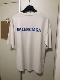 Available in a range of colours and styles for men, women, and everyone. Balenciaga Men S Logo Print Cotton Jersey T Shirt In Beige Blue Men S Fashion Tops Sets Tshirts Polo Shirts On Carousell