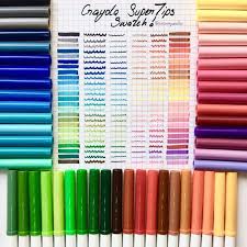 Crayola Supertips 50 Color Swatch Pens Swatch Colors Colorful Stationery Addict Instagram Crayola Supertips Bullet Journal School Stationery Obsession
