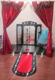Diy Runway Kids Stage Make This With Just A Few 2x4 S Pvc Pipes Plywood Globe Christmas Lights And Red Silk Kids Stage Playroom Stage Little Girl Rooms