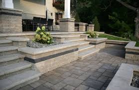 Stone Steps Seat Walls Planters Brick Patio Wall Seating Outdoor Stone Step