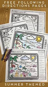 Free Summer Following Directions Worksheets Homeschool Giveaways