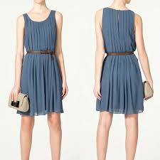 Zara Azure Blue Pleated Dress - Kate Middleton Dresses - Kate's Closet