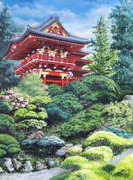 Oriental Treasure 19 X24 Acrylic Painting On Gallery Wrapped Canvas Of The Japanese Tea Garden Patio Furniture Luxury Garden Backyard Landscaping Designs