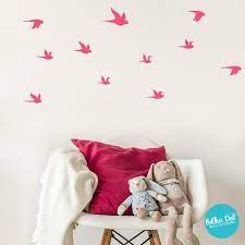 Our birds in trees stencil reflects a popular current trend of bringing nature inside. stunning with its stark and simple beauty, this design will surely transform any accent wall. Small Flying Birds Wall Decal Peel And Stick Polka Dot Wall Stickers