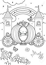 932x711 castle and princess coloring pages colouring for all all. Princess Bunny Ride On Carriage In The Castle Coloring Pages Royalty Free Cliparts Vectors And Stock Illustration Image 149736986