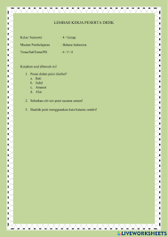 Semperti mimpi di siang hari. Puisi Interactive Worksheet For Kelas 4