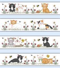 Cat Wallpaper Border Decal Baby Girl Nursery Barnyard Farm Animal Stickers Kids Room Childrens Bedroom Kitten Kitty Bee Sticker Art Bee Wall Art Cat Wallpaper