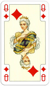 In french playing cards, the usual rank of a queen is between the king and the jack.in tarot decks, it outranks the knight which in turn outranks the jack. Queen Of Diamonds Lady Bridge Cards Playing Cards Top 1000