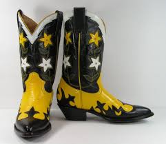 Black And White Cowboy Boots Womens Montana Cowboy Boots Womens 8 B Yellow Black White Flower Inlays Western Leather Montana Cowboywestern Cowboy Boots Women Boots Vintage Cowboy Boots