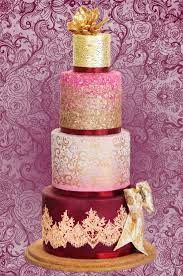 Pink Gold Gold Leaf Edible Flakes Mesh Stencils And Lace Have A Look At What We Used To Make This Cake You C Gold Cake Decorations Cake Gold Cake