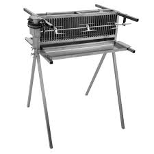Holzkohlegrill 3 mit standfüssen edelstahl. Spiessbratengrill Und Hahnchengrill Aus Edelstahl