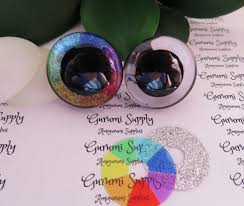 30mm Clear Trapezoid Plastic Safety Eyes With a Rainbow Circle and Silver  Glitter Non-woven Slip Iris and Washers: 1 Pair