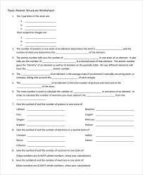 Sample Atomic Structure Worksheet 7 Documents In Word Pdf