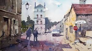 How To Paint A French Village Scene Watercolor Demonstration By Tim Wilmot 31 Youtube Art Tutorials Watercolor French Paintings Watercolor Lessons