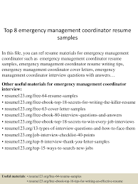 The basis of eha training programmes in wpro. Top 8 Emergency Management Coordinator Resume Samples