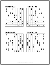 Free, printable sudoku puzzles you can solve today. Sudoku Puzzles 33 36 Medium Print It Free