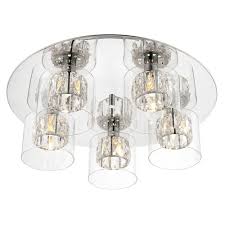 Chandelier pendant 3 light ceiling fitting chrome effect, clear beads dia: Endon Lighting Verina Five Light Chrome Ceiling Light Fitting Style From Dusk Lighting Uk