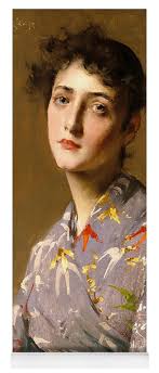 Girl in a Japanese Costume Yoga Mat by William Merritt Chase