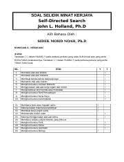 Alat ukuran ini terdiri daripada riasec iaitu tambahan lagi, alat ujian vpi ini sesuai digunakan untuk golongan dewasa dalam mengkaji minat mereka dalam sesuatu pekerjaan. Inventori Minat Kerjaya Soal Selidik Minat Kerjaya Self Directed Search John L Holland Ph D Alih Bahasa Oleh Sidek Mohd Noah Ph D Bahagian A Kesukaan Course Hero