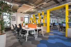 A Modern Tech Office In Latvia Featuring Bold Details And Bright Colors Office Interiors Modern Office Decor Design