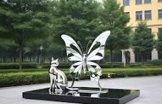 Metal art stainless steel plating yellow butterfly outdoor ...
