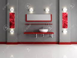 Black white red flowers decor, red bathroom bedroom picture, red gray modern home decor, red pop of color wall art littlepiephotoart. Minimalist Grey And Red Bathroom Rendering The Art Picture Stock Photo Picture And Royalty Free Image Image 6746582