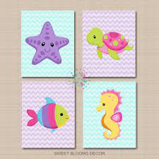Read through customer reviews, check out their past projects and then request a quote from the best kids room and nursery designers near you. Sea Animals Nursery Wall Art Decor Under The Sea Girl Bedroom Starfish Sweet Blooms Decor