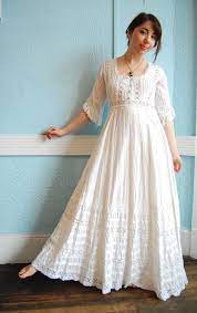 Vintage 1970s White Cotton Mexican Wedding Dress With Lots Of Etsy Cotton Wedding Dresses Indian Fashion Dresses Mexican Wedding Dress