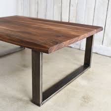 Reclaimed wood is arranged in a striking herringbone pattern on this coffee table. Walnut Live Edge Coffee Table Industrial U Shaped Steel Legs What We Make