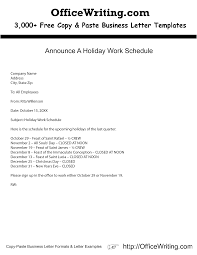 Announce A Holiday Work Schedule We Have Over 3 000 Free Sample Letters Letter Templates And Lette Business Letter Template Memo Template Letter Templates