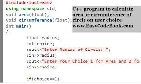 Write A C Program To Calculate Circle Area Or Circumference The User Will Input A Radius And A Choice Of 1 Or 2 1 Is Algorithm Calculate Area Circumference