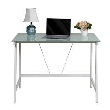 Use as a work desk in. Onespace 40 In Rectangular White Cool Blue Writing Desk With Glass Top 50 Hd0107 The Home Depot