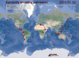 Do the maps support this? Volcanic Activity Worldwide 12 Jan 2020 Fuego Volcano Popocatepetl Kilauea Mauna Loa Sakurajim Volcanodiscovery