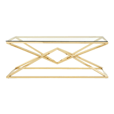 To make your living room even more beautiful and functional, explore our selection of complementary living room tables, including both end tables and. Dallas Clear Glass And Gold Coffee Table