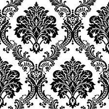 Haokhome 1074 Damask Flocking Textured Wallpaper Roll Black White Modern Home Room Decoration 20 8 Quot X 3 Velvet Wallpaper Textured Wallpaper Wallpaper Roll