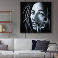 بوب مارلي أسطورة التدخين النفط اللوحة الأسود المخملية حائط لوح رسم الفن لغرفة المعيشة ديكور المنزل