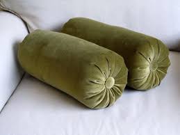 Velvet Olive Green Bolster Pillows 6x14 Pair Green Pillows Green Velvet Pillow Bolster Pillow