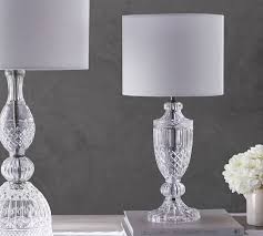 Designed exclusively for pottery barn teen by celebrity stylists and. Etta Pressed Glass Bedside Lamp With Shade Black Nickel Pottery Barn