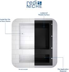 Tile redi shower pans are sloped, waterproof, and ready for tile straight from the factory. Tile Redi Usa Llc Tile Redi Usa Rnt1620du 14 Niche Shower Shelf 16 W X 34 H Black