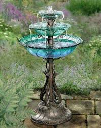 Owl Bird Bath With Solar Light Beautiful Bird Bath Glass Garden Art Water Features In The Garden Glass Garden