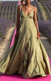 Jacquemus La Robe Manosque Tiered Twill Maxi Dress In Light Green Modesens Maxi Dress Jacquemus Dresses