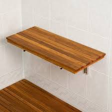 Wall Mounted Teak Folding Bench
