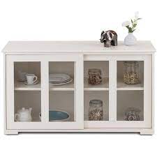 Maybe you would like to learn more about one of these? Modern White Wood Buffet Sideboard Cabinet With Glass Sliding Door Overstock 30682738