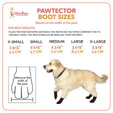 Ultra Paws Pawtectors Waterproof Dog Boots Sizing Chart