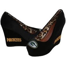 Black And Tan Green Bay Wi Cuce Green Bay Packers Ladies Groupie High Heel Wedges Black Green Bay Packers Packers Womens Packers