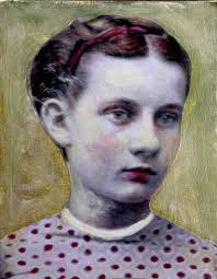 Evie Lynn Vintage Girl Mixed Media Portrait Painting